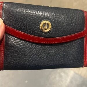 La Tour  Eiffel Tower Blue/Red Leather Women's Wallet with Gold Accent Genuine L
